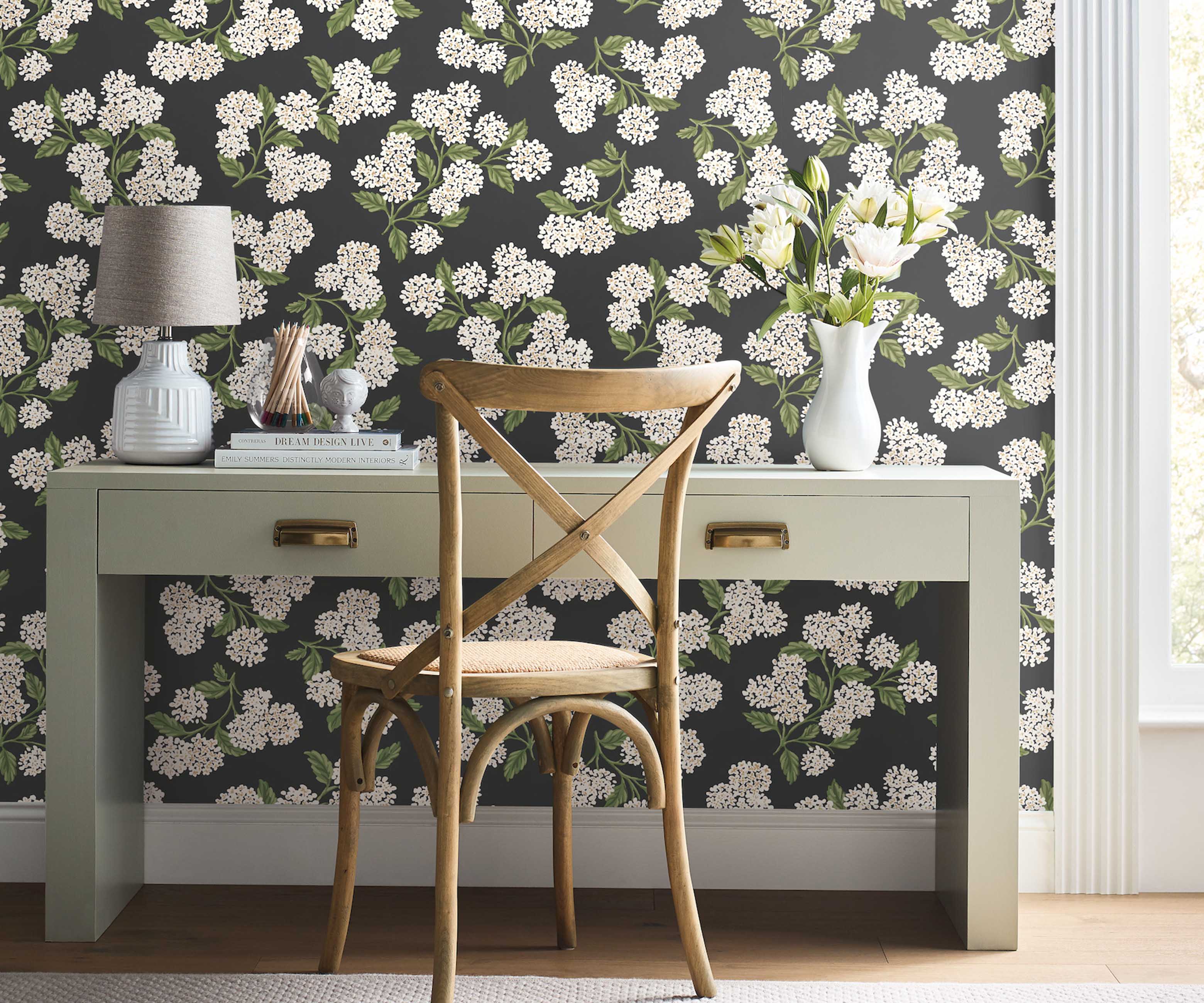 Hydrangea Peel & Stick Wallpaper - Black & White